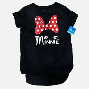 Disney Minnie Mouse Glitter Bow Tie T Shirt Size Large (11-13)